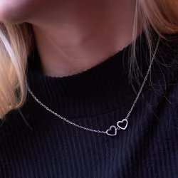 Heart Couple, Everyday Necklace (Rose, Yellow or White) - Thumbnail 9