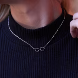 Heart Couple, Everyday Necklace (Rose, Yellow or White) - Thumbnail 10