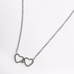 Heart Couple, Everyday Necklace (Rose, Yellow or White) - Thumbnail 7