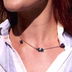 Elephants, Everyday Necklace (Rose or White) - Thumbnail 5