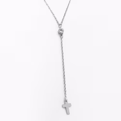 Sparkle Cross Drop, Everyday Necklace (Yellow or White) - Thumbnail 7