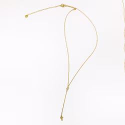 Sparkle Cross Drop, Everyday Necklace (Yellow or White) - Thumbnail 2