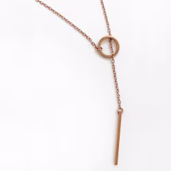Bar Drop, Everyday Necklace (Rose or White) - Thumbnail 6
