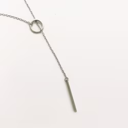 Bar Drop, Everyday Necklace (Rose or White) - Thumbnail 1