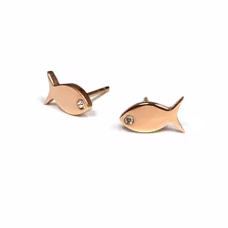 Fish (small), Screwback Baby Earrings (Rose) - Thumbnail 1