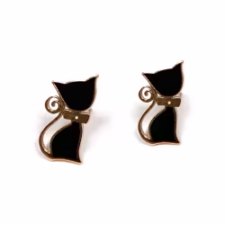 Black Cat, Everyday Earrings (Rose) - Thumbnail 1