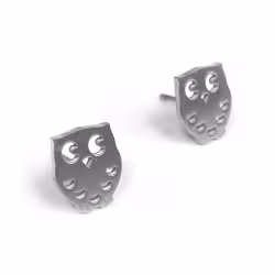 Owl, Everyday Earrings (White) - Thumbnail 1