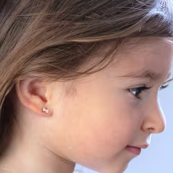 Bow (small), Screwback Baby Earrings (Rose) - Thumbnail 2
