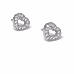 Open Heart Crystals, Everyday Earrings (Rose, Yellow or White) - Thumbnail 1