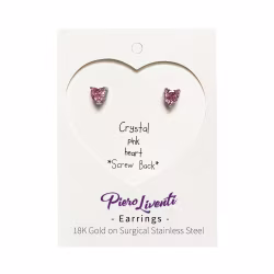 Crystal Pink Heart, Screwback Baby Earrings (White) - Thumbnail 2