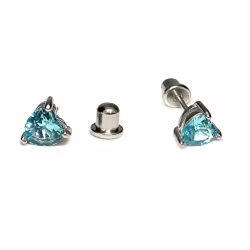 Crystal Blue Heart, Screwback Baby Earrings (White) - Thumbnail 1