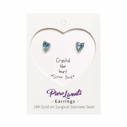 Crystal Blue Heart, Screwback Baby Earrings (White) - Thumbnail 2