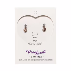 Heart Crystal Drop, Screwback Baby Earrings (Rose) - Thumbnail 2