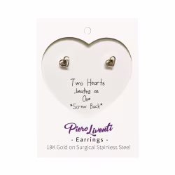 Double Heart, Screwback Baby Earrings (Rose or Yellow) - Thumbnail 2