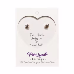 Double Heart, Screwback Baby Earrings (Rose or Yellow) - Thumbnail 4