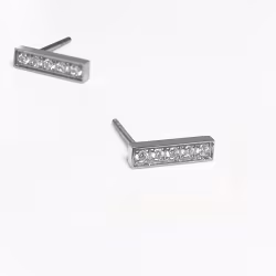 Crystals Bar, Everyday Earrings (Rose, Yellow or White) - Thumbnail 3