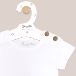 White Boogie Tees Bodysuit Tshirt - Natural Wood Button - Thumbnail 1