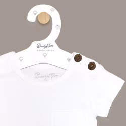 White Boogie Tees Bodysuit Tshirt - Dark Wood Button - Thumbnail 1