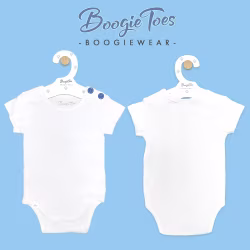 White Boogie Tees Bodysuit Tshirt - Blue Button - Thumbnail 4