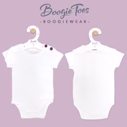 White Boogie Tees Bodysuit Tshirt - Purple Button - Thumbnail 3