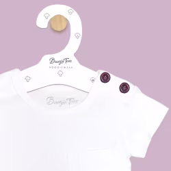 White Boogie Tees Bodysuit Tshirt - Purple Button - Thumbnail 1