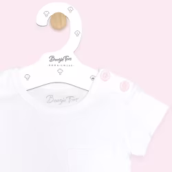 White Boogie Tees Bodysuit Tshirt - Pink Button - Thumbnail 1