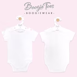 White Boogie Tees Bodysuit Tshirt - Pink Button - Thumbnail 3
