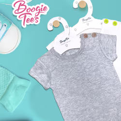 Gray Boogie Tees Bodysuit Tshirt - Natural Wood Button - Thumbnail 4