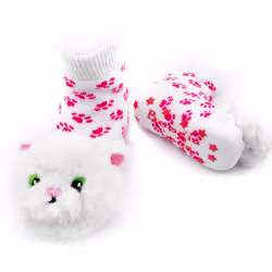 White Furball Cat Boogie Toes Rattle Socks - Thumbnail 1