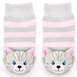 Gray Pink Cat Boogie Toes Rattle Socks - Thumbnail 2