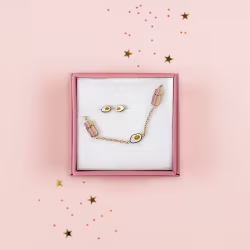 Bacon & Eggs Boogie Charms Children Bracelet & Earrings Set - Thumbnail 1