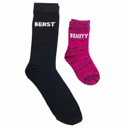 2 pair Sidekicks, Beauty Beast, Daddy and Me Socks Set - Thumbnail 1