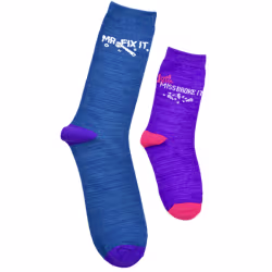 2 pair Sidekicks, Mr Fix It, Daddy and Me Socks Set - Thumbnail 1