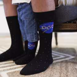 2 pair Sidekicks Son Space Nasa, Daddy & Me Socks Set - Thumbnail 2