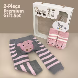 Pink Pig, 2-Pc Boogie Toes & Tight Baby Gift Set (6-18m) - Thumbnail 1