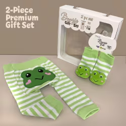 Green Frog, 2-Pc Boogie Toes & Tight Baby Gift Set (6-18m) - Thumbnail 1
