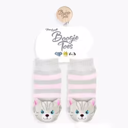 Gray/Pink Cat, 2-Pc Boogie Toes & Tight Baby Gift Set (6-18m) - Thumbnail 2