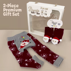 Santa, 2-Pc Boogie Toes & Tight Baby Gift Set (6-18m) - Thumbnail 1