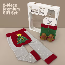 Xmas/Gingerbread, 2-Pc Boogie Toes & Tight Baby Gift Set (6-18m) - Thumbnail 1