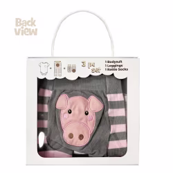 Pink Pig, 3-Pc Boogie Toes, Tight & Tee Baby Premium Gift Set - Thumbnail 6