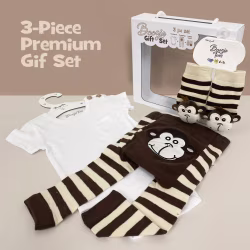 Monkey Boy, 3-Pc Boogie Toes, Tight & Tee Baby Premium Gift Set - Thumbnail 1