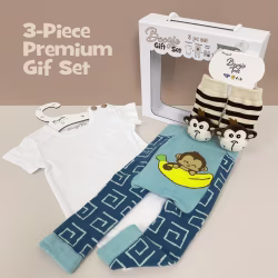 Banana Monkey, 3-Pc Boogie Toes, Tight & Tee Baby Premium Gift Set - Thumbnail 1