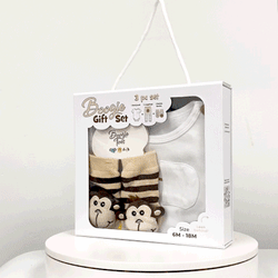 Banana Monkey, 3-Pc Boogie Toes, Tight & Tee Baby Premium Gift Set - Thumbnail 2