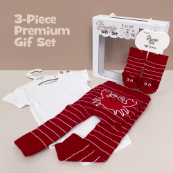 Red Crab, 3-Pc Boogie Toes, Tight & Tee Baby Premium Gift Set - Thumbnail 1