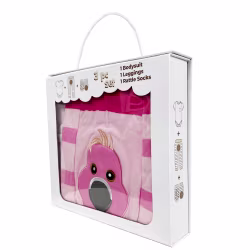 Pink Flamingo, 3-Pc Boogie Toes, Tight & Tee Baby Premium Gift Set - Thumbnail 4