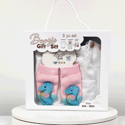 Seahorse, 3-Pc Boogie Toes, Tight & Tee Baby Premium Gift Set - Thumbnail 2