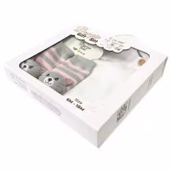 Gray/Pink Cat, 3-Pc Boogie Toes, Tight & Tee Baby Premium Gift Set - Thumbnail 3