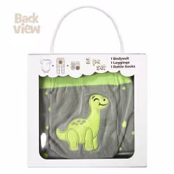 Green Dino, 3-Pc Boogie Toes, Tight & Tee Baby Premium Gift Set - Thumbnail 8