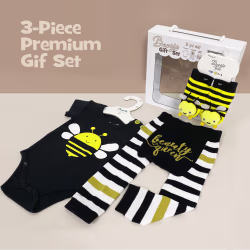 Beauty Queen Bee, 3-Pc Boogie Toes, Tight & Tee Baby Premium Gift Set - Thumbnail 1