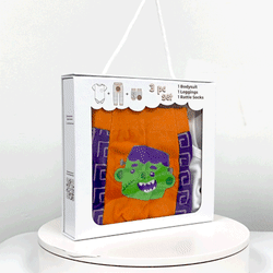 Baby Frankenstein, 3-Pc Boogie Toes, Tight & Tee Baby Premium Gift Set - Thumbnail 2